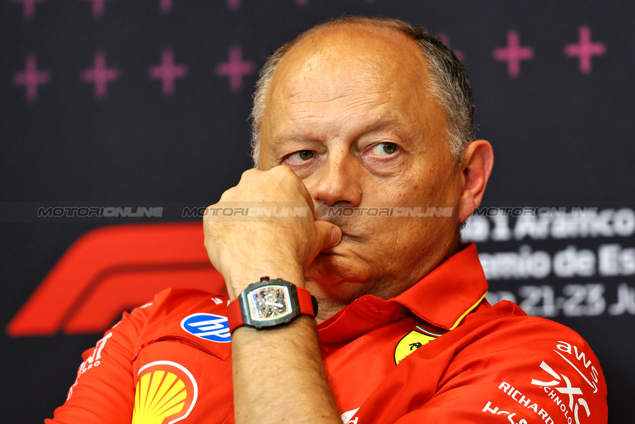 GP SPAGNA, Frederic Vasseur (FRA) Ferrari Team Principal in the FIA Press Conference.

21.06.2024 Formula 1 World Championship, Rd 10, Spanish Grand Prix, Barcelona, Spain, Practice Day.

- www.xpbimages.com, EMail: requests@xpbimages.com © Copyright: Charniaux / XPB Images