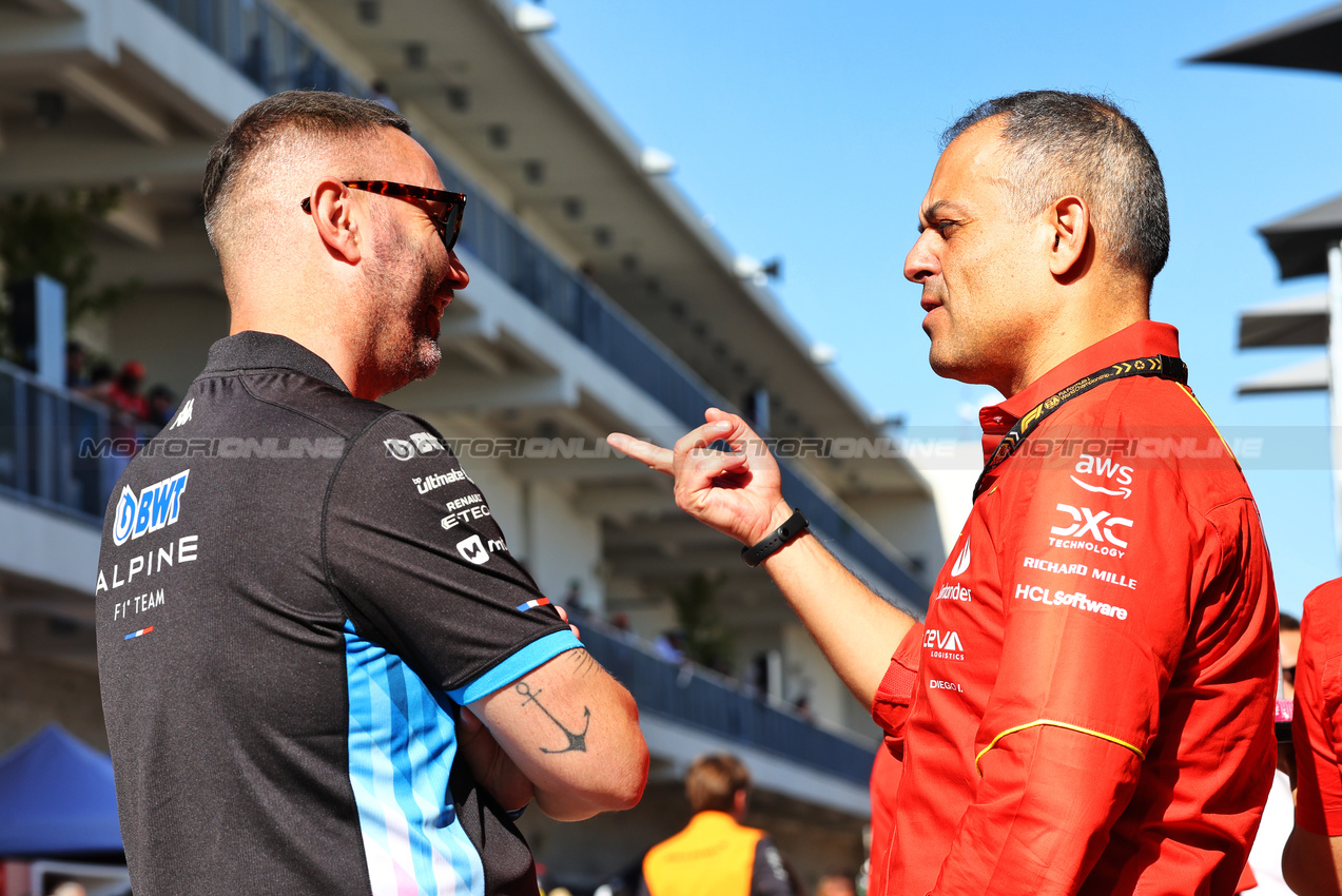 GP STATI UNITI, (L to R): Julian Rouse (GBR) Alpine F1 Team Sporting Director with Diego Ioverno (ITA) Ferrari Sporting Director.

20.10.2024. Formula 1 World Championship, Rd 19, United States Grand Prix, Austin, Texas, USA, Gara Day.

- www.xpbimages.com, EMail: requests@xpbimages.com © Copyright: Batchelor / XPB Images