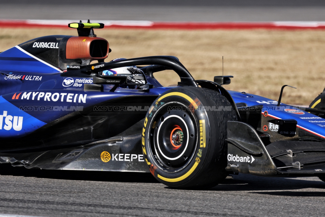 GP STATI UNITI, Franco Colapinto (ARG) Williams Racing FW46 celebrates at the end of the race.

20.10.2024. Formula 1 World Championship, Rd 19, United States Grand Prix, Austin, Texas, USA, Gara Day.

- www.xpbimages.com, EMail: requests@xpbimages.com © Copyright: Bearne / XPB Images