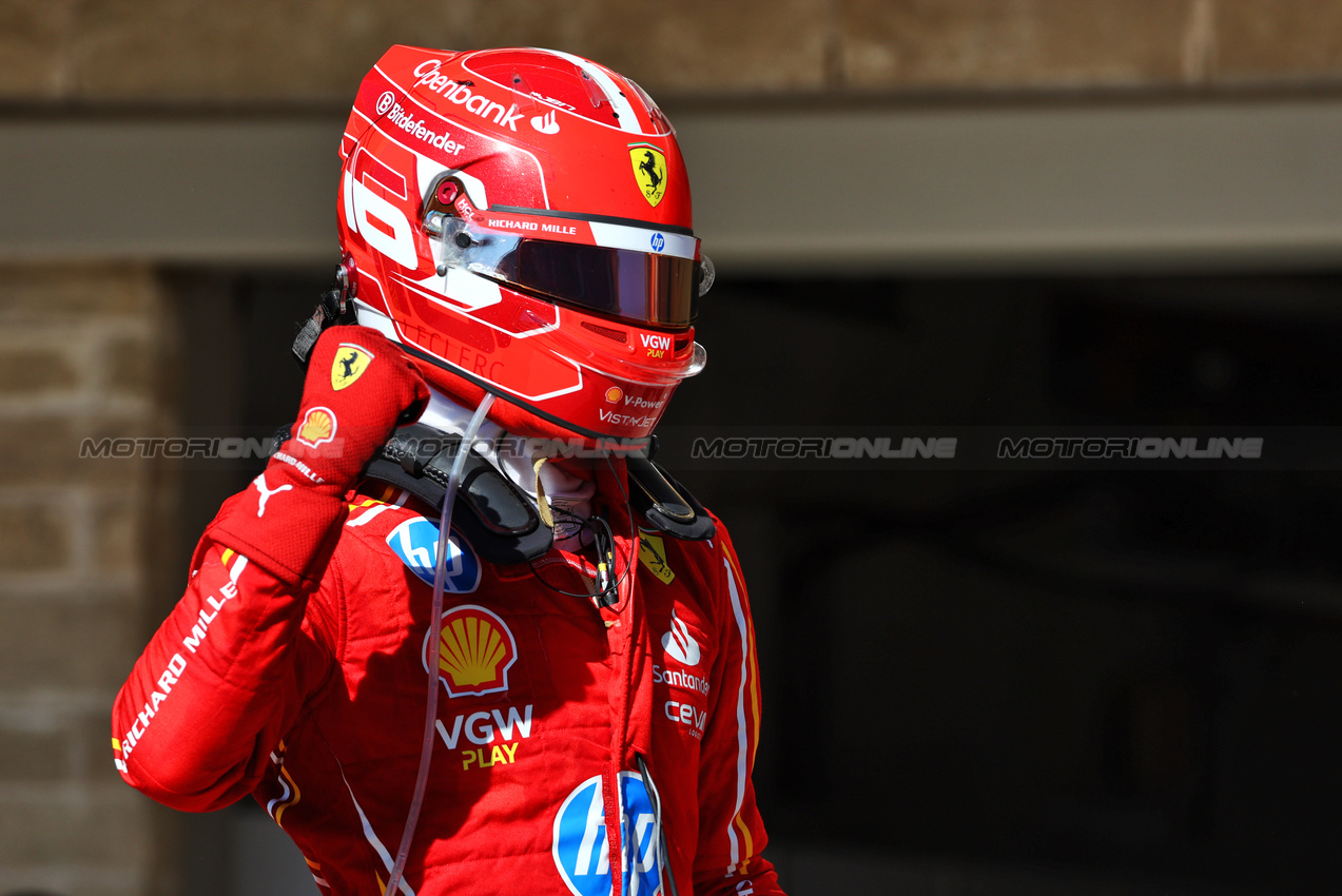 GP STATI UNITI, Gara winner Charles Leclerc (MON) Ferrari celebrates in parc ferme.

20.10.2024. Formula 1 World Championship, Rd 19, United States Grand Prix, Austin, Texas, USA, Gara Day.

 - www.xpbimages.com, EMail: requests@xpbimages.com © Copyright: Coates / XPB Images