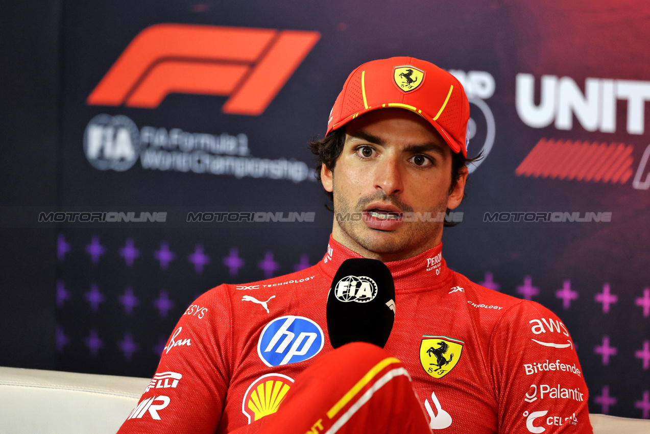 GP STATI UNITI, Carlos Sainz Jr (ESP) Ferrari in the post race FIA Press Conference.

20.10.2024. Formula 1 World Championship, Rd 19, United States Grand Prix, Austin, Texas, USA, Gara Day.

- www.xpbimages.com, EMail: requests@xpbimages.com © Copyright: Moy / XPB Images