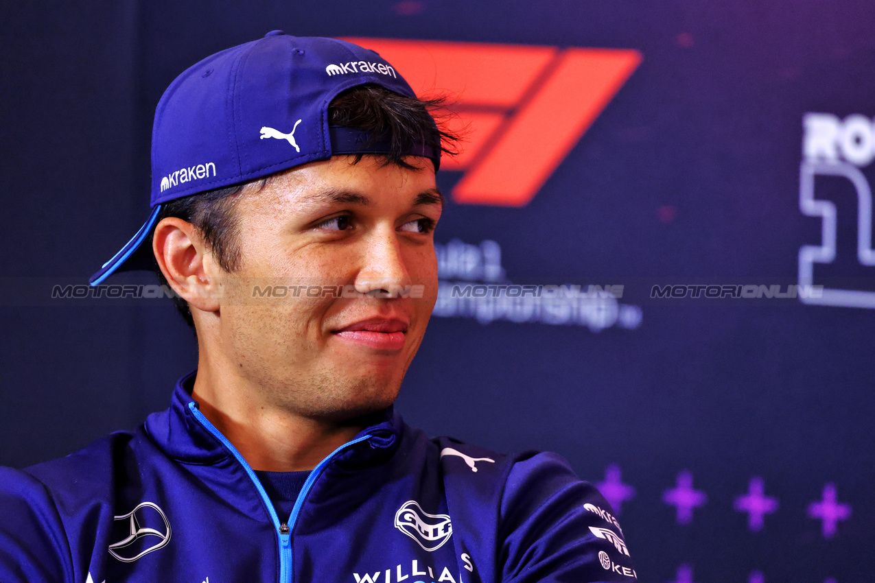 GP STATI UNITI, Alexander Albon (THA) Williams Racing in the FIA Press Conference.

17.10.2024. Formula 1 World Championship, Rd 19, United States Grand Prix, Austin, Texas, USA, Preparation Day.

- www.xpbimages.com, EMail: requests@xpbimages.com © Copyright: Batchelor / XPB Images