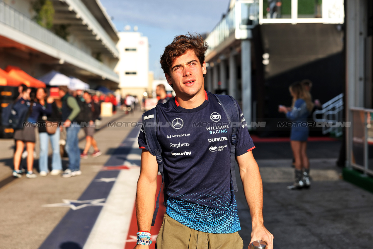 GP STATI UNITI, Franco Colapinto (ARG) Williams Racing.

17.10.2024. Formula 1 World Championship, Rd 19, United States Grand Prix, Austin, Texas, USA, Preparation Day.

- www.xpbimages.com, EMail: requests@xpbimages.com © Copyright: Bearne / XPB Images