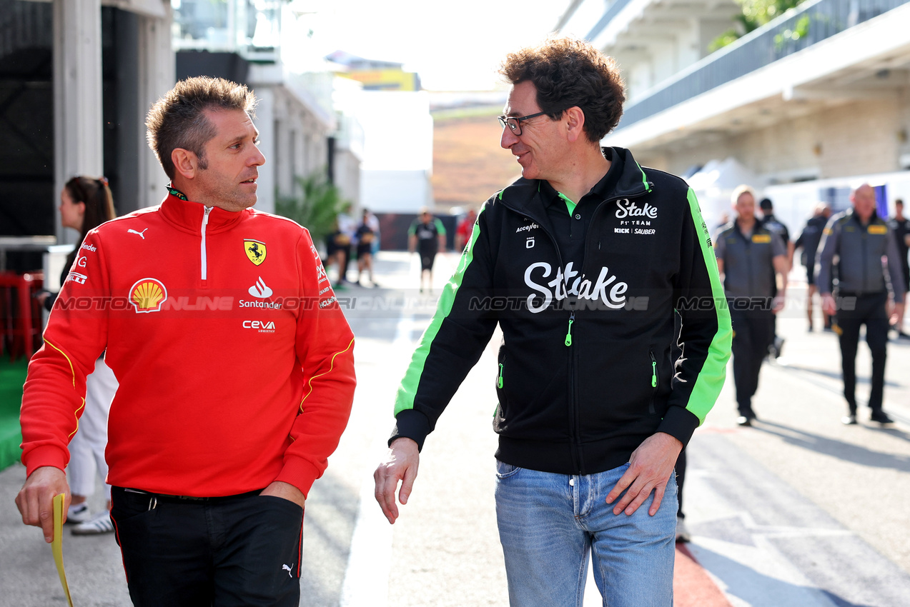 GP STATI UNITI, Mattia Binotto (ITA) Sauber Motorsport Chief Operating e Chief Technical Officer (Right).

17.10.2024. Formula 1 World Championship, Rd 19, United States Grand Prix, Austin, Texas, USA, Preparation Day.

- www.xpbimages.com, EMail: requests@xpbimages.com © Copyright: Bearne / XPB Images