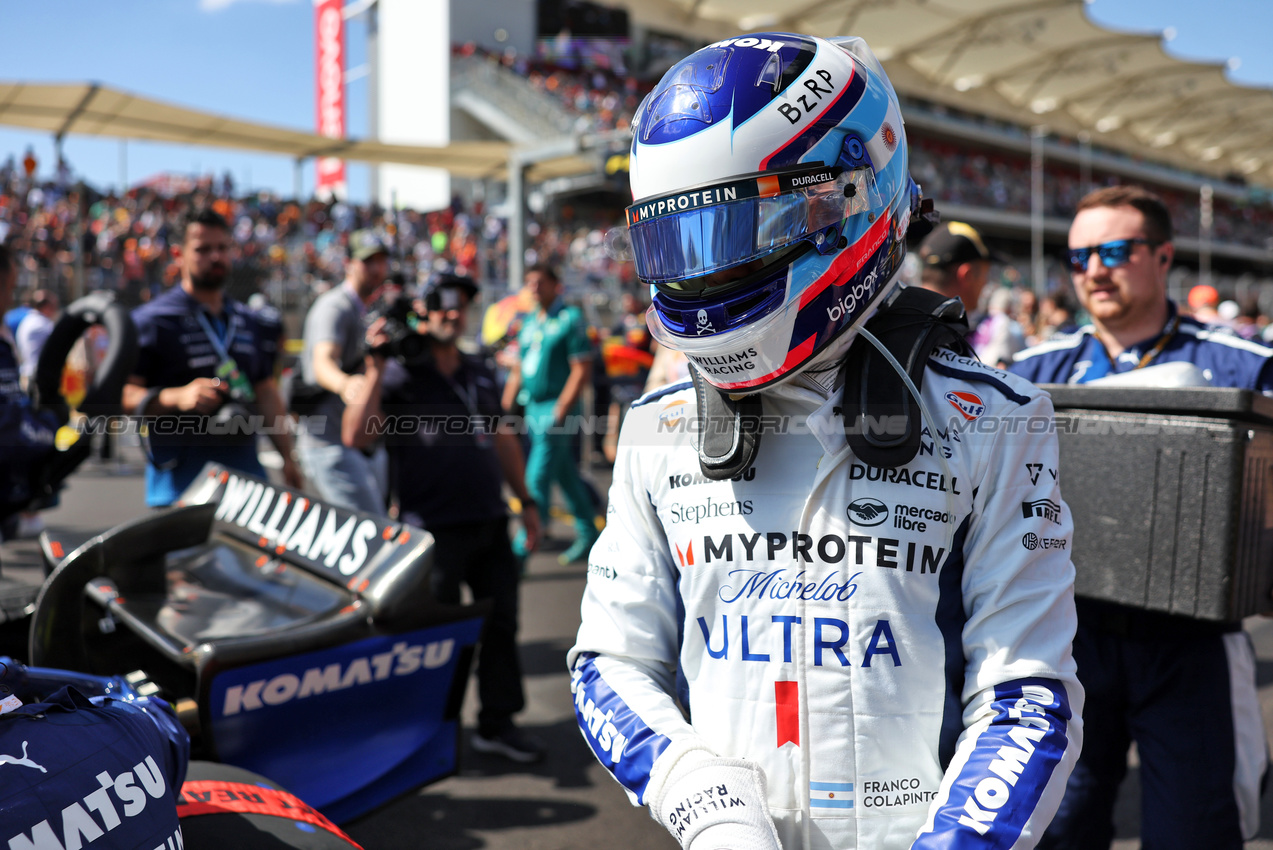 GP STATI UNITI, Franco Colapinto (ARG) Williams Racing FW46 on the grid.

19.10.2024. Formula 1 World Championship, Rd 19, United States Grand Prix, Austin, Texas, USA, Sprint e Qualifiche Day.

- www.xpbimages.com, EMail: requests@xpbimages.com © Copyright: Bearne / XPB Images