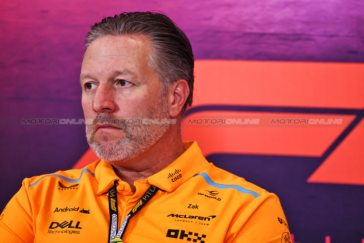 GP STATI UNITI, Zak Brown (USA) McLaren Executive Director in the FIA Press Conference.

18.10.2024. Formula 1 World Championship, Rd 19, United States Grand Prix, Austin, Texas, USA, Sprint Qualifiche Day

- www.xpbimages.com, EMail: requests@xpbimages.com © Copyright: Batchelor / XPB Images