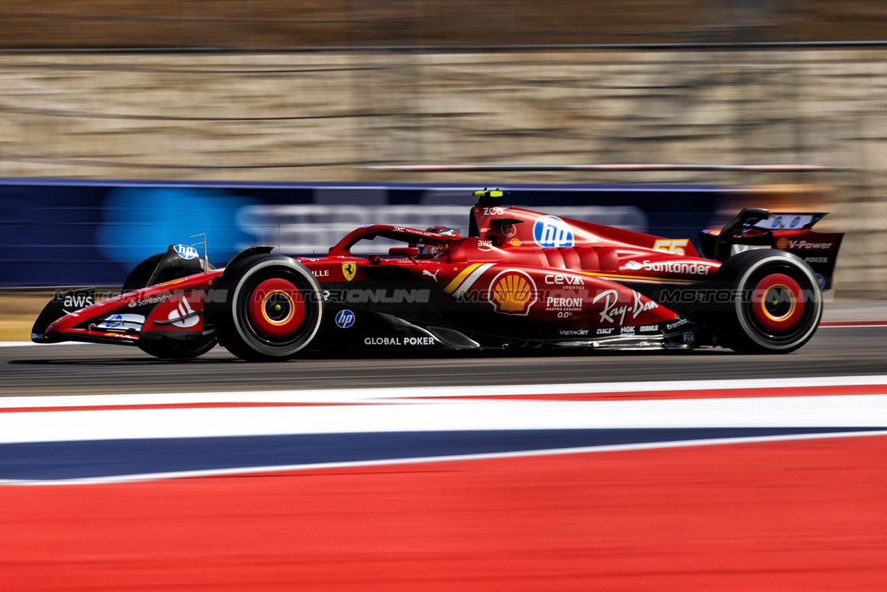 GP STATI UNITI, Carlos Sainz Jr (ESP) Ferrari SF-24.

18.10.2024. Formula 1 World Championship, Rd 19, United States Grand Prix, Austin, Texas, USA, Sprint Qualifiche Day

 - www.xpbimages.com, EMail: requests@xpbimages.com © Copyright: Rew / XPB Images