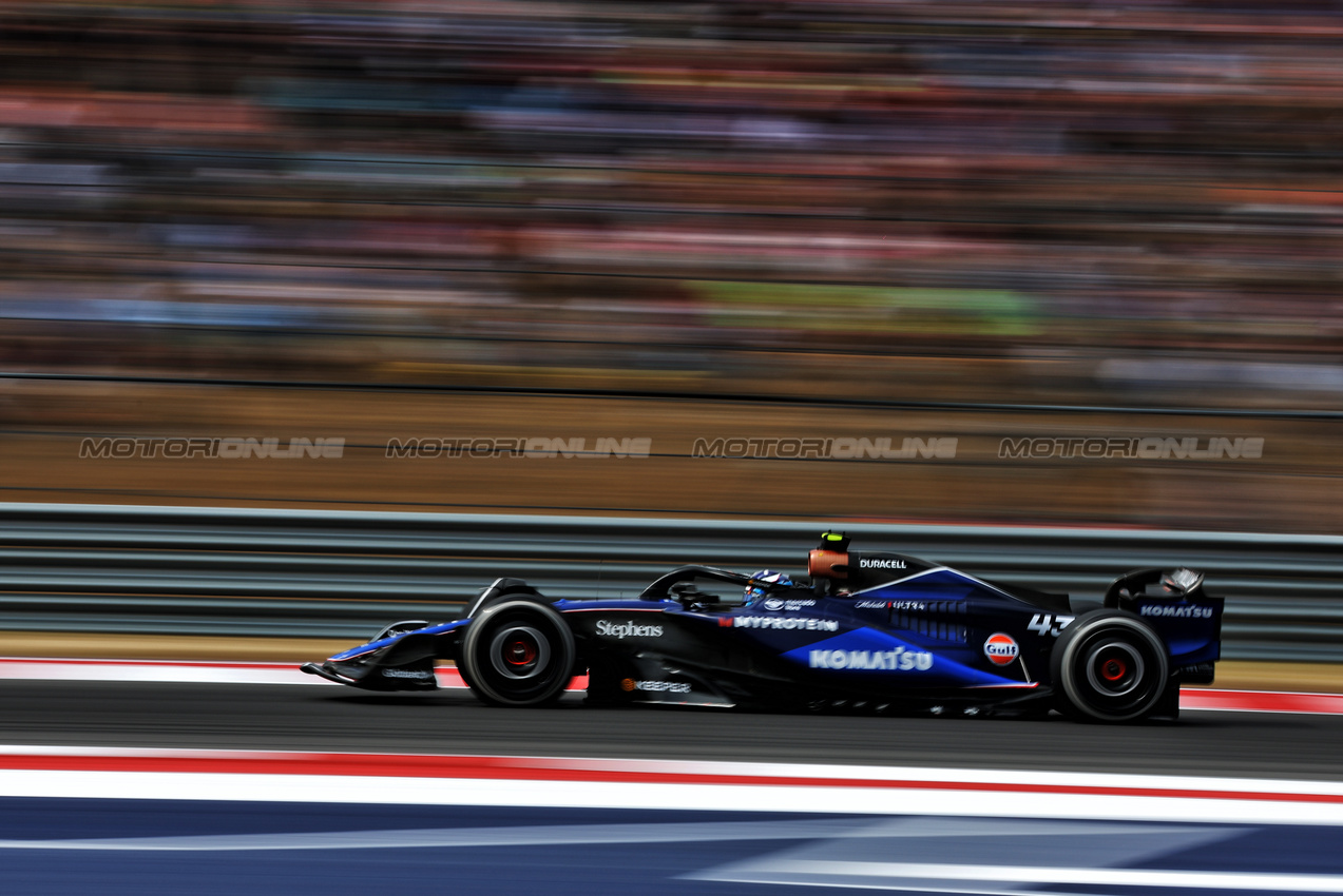 GP STATI UNITI, Franco Colapinto (ARG) Williams Racing FW46.

18.10.2024. Formula 1 World Championship, Rd 19, United States Grand Prix, Austin, Texas, USA, Sprint Qualifiche Day

 - www.xpbimages.com, EMail: requests@xpbimages.com © Copyright: Coates / XPB Images