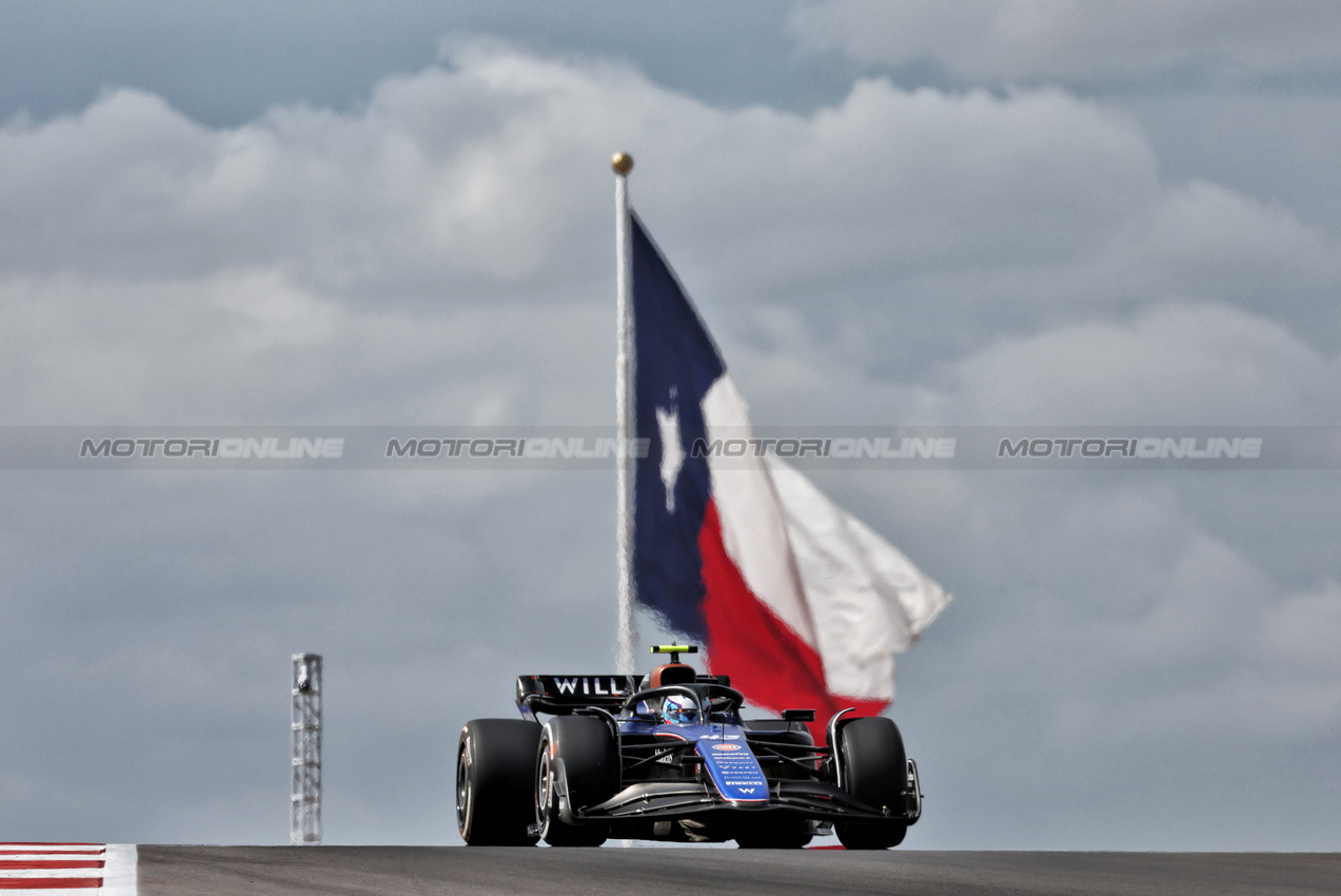 GP STATI UNITI, Franco Colapinto (ARG) Williams Racing FW46.

18.10.2024. Formula 1 World Championship, Rd 19, United States Grand Prix, Austin, Texas, USA, Sprint Qualifiche Day

- www.xpbimages.com, EMail: requests@xpbimages.com © Copyright: Moy / XPB Images