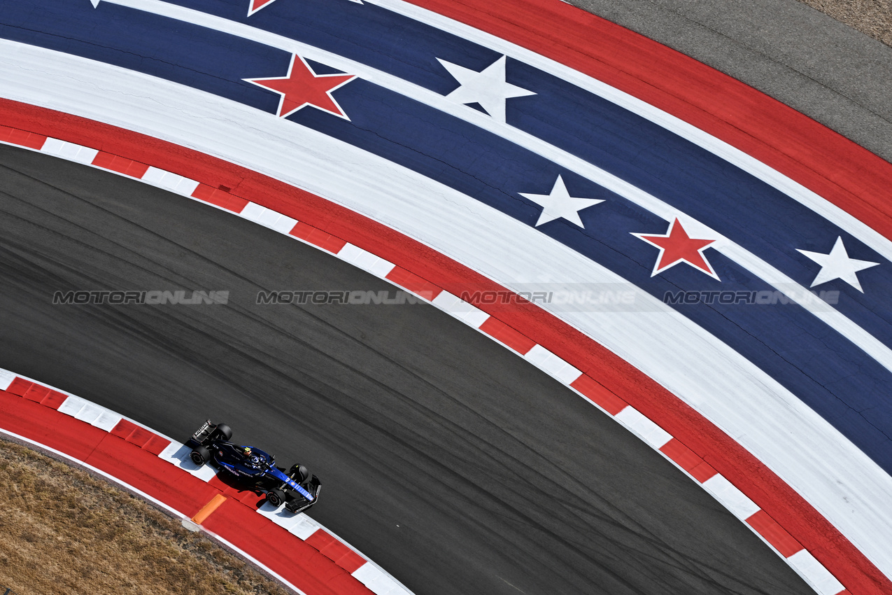 GP STATI UNITI, Franco Colapinto (ARG) Williams Racing FW46.

18.10.2024. Formula 1 World Championship, Rd 19, United States Grand Prix, Austin, Texas, USA, Sprint Qualifiche Day

- www.xpbimages.com, EMail: requests@xpbimages.com © Copyright: Price / XPB Images