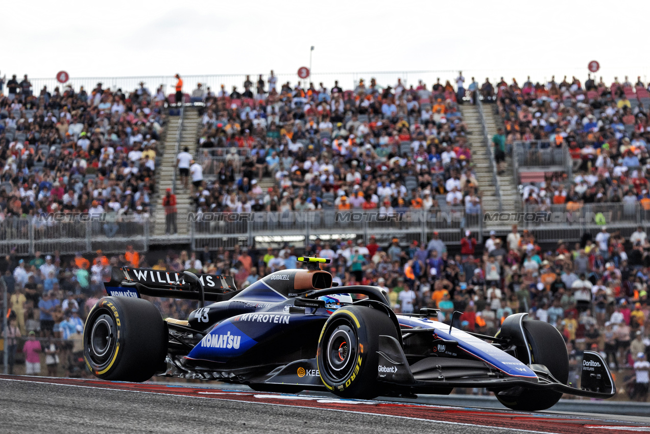 GP STATI UNITI, Franco Colapinto (ARG) Williams Racing FW46.

18.10.2024. Formula 1 World Championship, Rd 19, United States Grand Prix, Austin, Texas, USA, Sprint Qualifiche Day

 - www.xpbimages.com, EMail: requests@xpbimages.com © Copyright: Rew / XPB Images