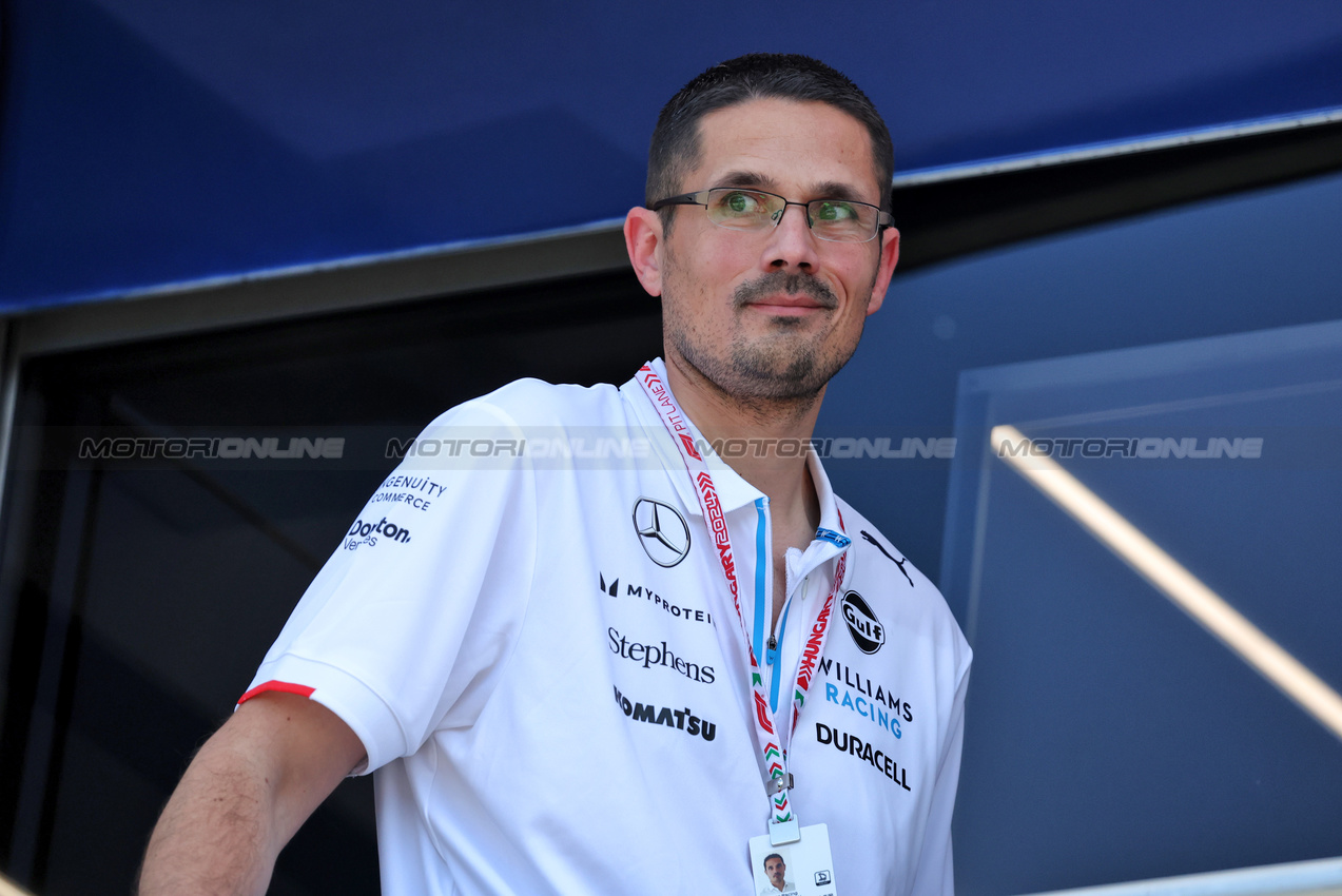 GP UNGHERIA, Fabrice Moncade, Williams Racing Chief Engineer, Computing Science.

18.07.2024. Formula 1 World Championship, Rd 13, Hungarian Grand Prix, Budapest, Hungary, Preparation Day.

- www.xpbimages.com, EMail: requests@xpbimages.com © Copyright: Bearne / XPB Images