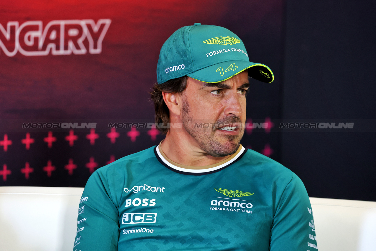 GP UNGHERIA, Fernando Alonso (ESP) Aston Martin F1 Team in the FIA Press Conference.

18.07.2024. Formula 1 World Championship, Rd 13, Hungarian Grand Prix, Budapest, Hungary, Preparation Day.

- www.xpbimages.com, EMail: requests@xpbimages.com © Copyright: Bearne / XPB Images