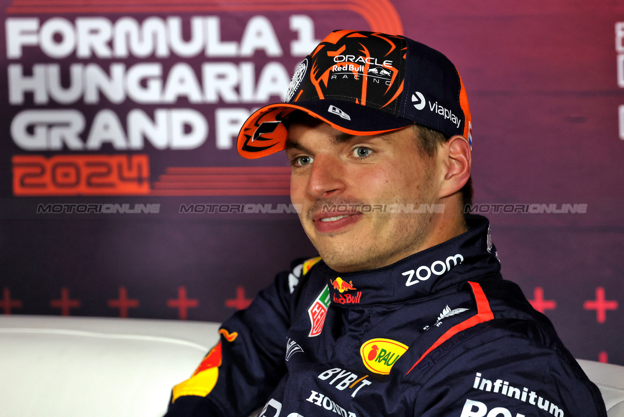 GP UNGHERIA, Max Verstappen (NLD) Red Bull Racing in the post qualifying FIA Press Conference.

20.07.2024. Formula 1 World Championship, Rd 13, Hungarian Grand Prix, Budapest, Hungary, Qualifiche Day.

- www.xpbimages.com, EMail: requests@xpbimages.com © Copyright: Bearne / XPB Images