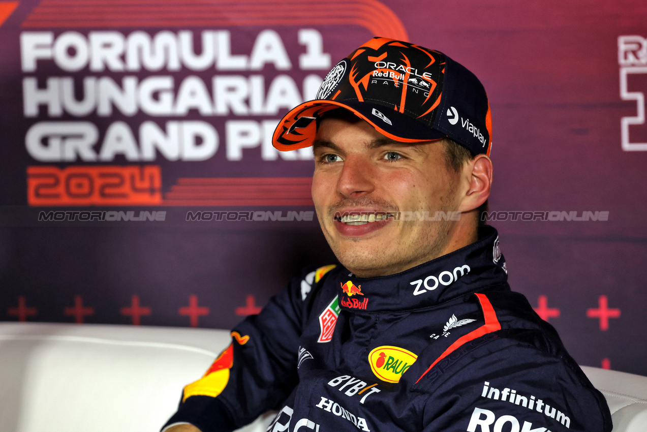 GP UNGHERIA, Max Verstappen (NLD) Red Bull Racing in the post qualifying FIA Press Conference.

20.07.2024. Formula 1 World Championship, Rd 13, Hungarian Grand Prix, Budapest, Hungary, Qualifiche Day.

- www.xpbimages.com, EMail: requests@xpbimages.com © Copyright: Bearne / XPB Images