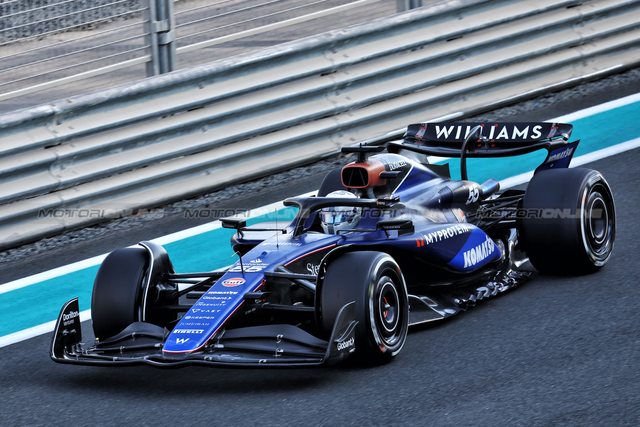 TEST ABU DHABI, Carlos Sainz Jr (ESP) Williams Racing FW46.

10.12.2024. Formula 1 Testing, Yas Marina Circuit, Abu Dhabi, Tuesday.

- www.xpbimages.com, EMail: requests@xpbimages.com © Copyright: Moy / XPB Images