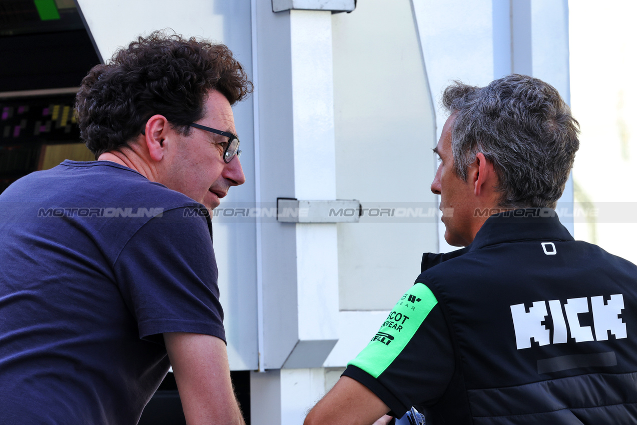 TEST ABU DHABI, Mattia Binotto (ITA) Sauber Motorsport Chief Operating e Chief Technical Officer (Left).

10.12.2024. Formula 1 Testing, Yas Marina Circuit, Abu Dhabi, Tuesday.

- www.xpbimages.com, EMail: requests@xpbimages.com © Copyright: Batchelor / XPB Images