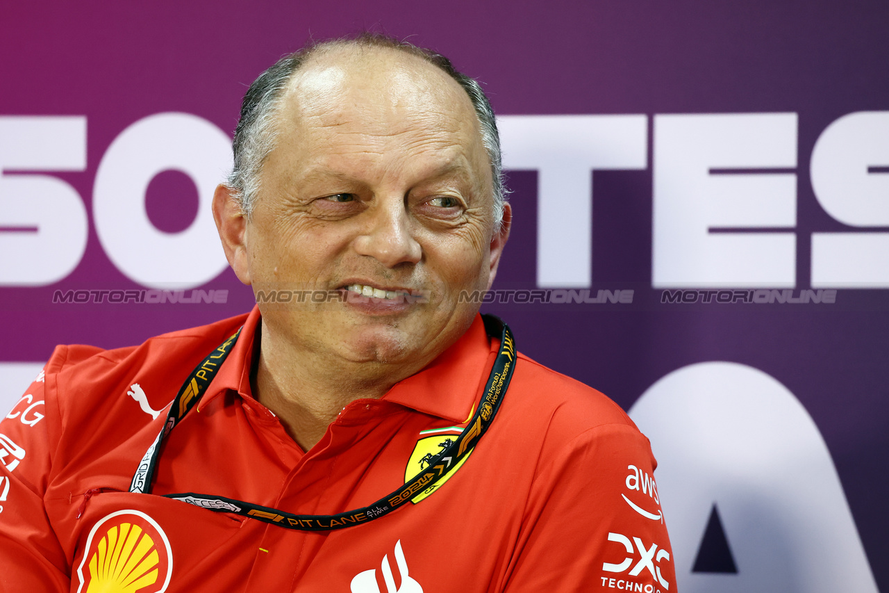 TEST BAHRAIN, Frederic Vasseur (FRA) Ferrari Team Principal in the FIA Press Conference.

21.02.2024. Formula 1 Testing, Sakhir, Bahrain, Day One.

- www.xpbimages.com, EMail: requests@xpbimages.com © Copyright: Charniaux / XPB Images