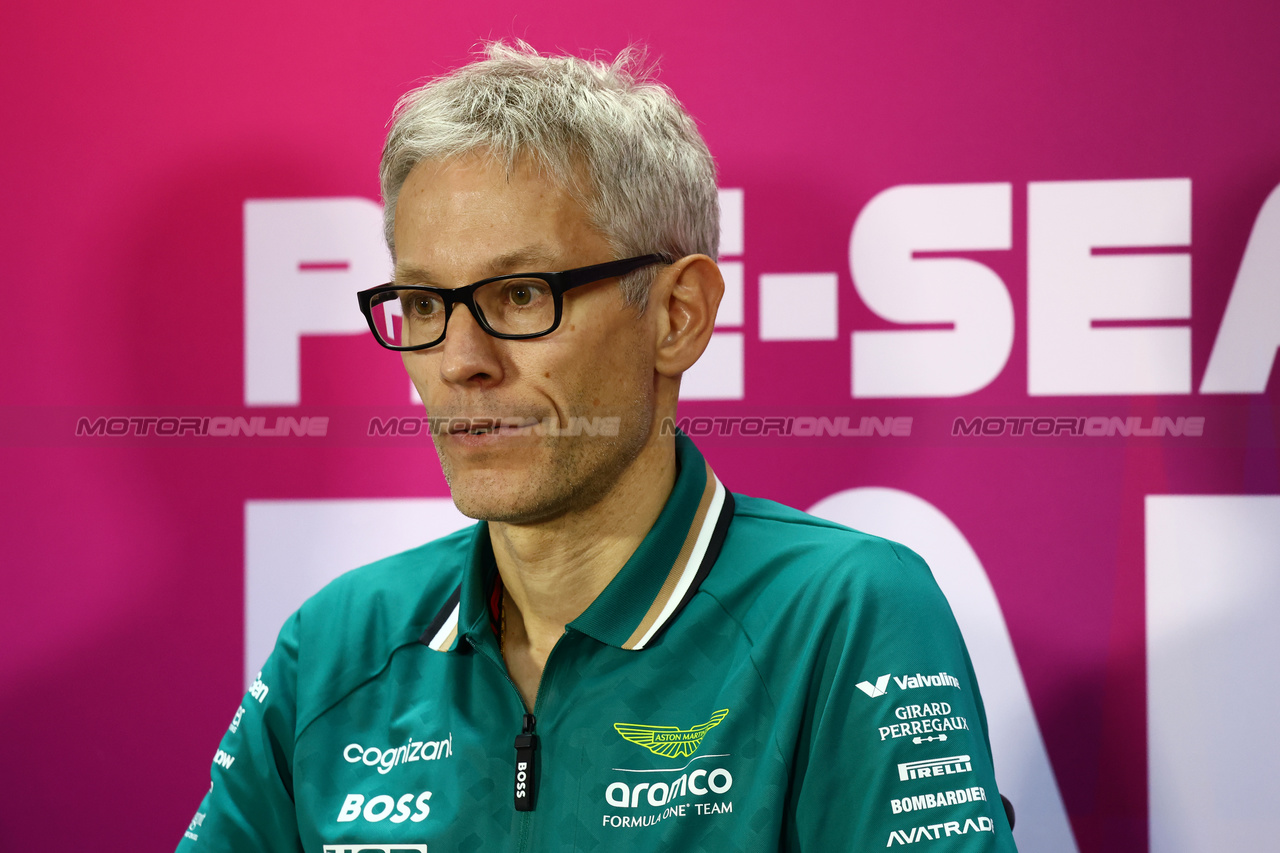 TEST BAHRAIN, Mike Krack (LUX) Aston Martin F1 Team, Team Principal in the FIA Press Conference.

21.02.2024. Formula 1 Testing, Sakhir, Bahrain, Day One.

- www.xpbimages.com, EMail: requests@xpbimages.com © Copyright: Charniaux / XPB Images