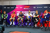 TEST BAHRAIN, (L to R): Zhou Guanyu (CHN) Sauber; Carlos Sainz Jr (ESP) Ferrari; Sergio Perez (MEX) Red Bull Racing; Daniel Ricciardo (AUS) RB; Nico Hulkenberg (GER) Haas F1 Team; Tom Clarkson (GBR) Journalist, in the FIA Press Conference.
21.02.2024. Formula 1 Testing, Sakhir, Bahrain, Day One.
- www.xpbimages.com, EMail: requests@xpbimages.com © Copyright: Charniaux / XPB Images