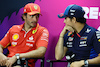 TEST BAHRAIN, (L to R): Carlos Sainz Jr (ESP) Ferrari e Sergio Perez (MEX) Red Bull Racing in the FIA Press Conference.
21.02.2024. Formula 1 Testing, Sakhir, Bahrain, Day One.
- www.xpbimages.com, EMail: requests@xpbimages.com © Copyright: Charniaux / XPB Images