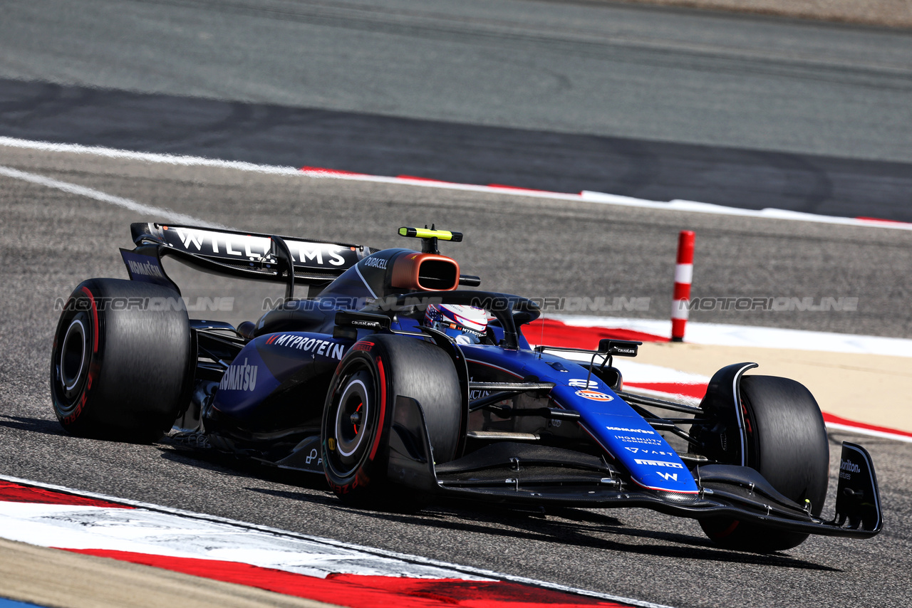 TEST BAHRAIN, Logan Sargeant (USA) Williams Racing FW46.

22.02.2024. Formula 1 Testing, Sakhir, Bahrain, Day Two.

- www.xpbimages.com, EMail: requests@xpbimages.com © Copyright: Moy / XPB Images