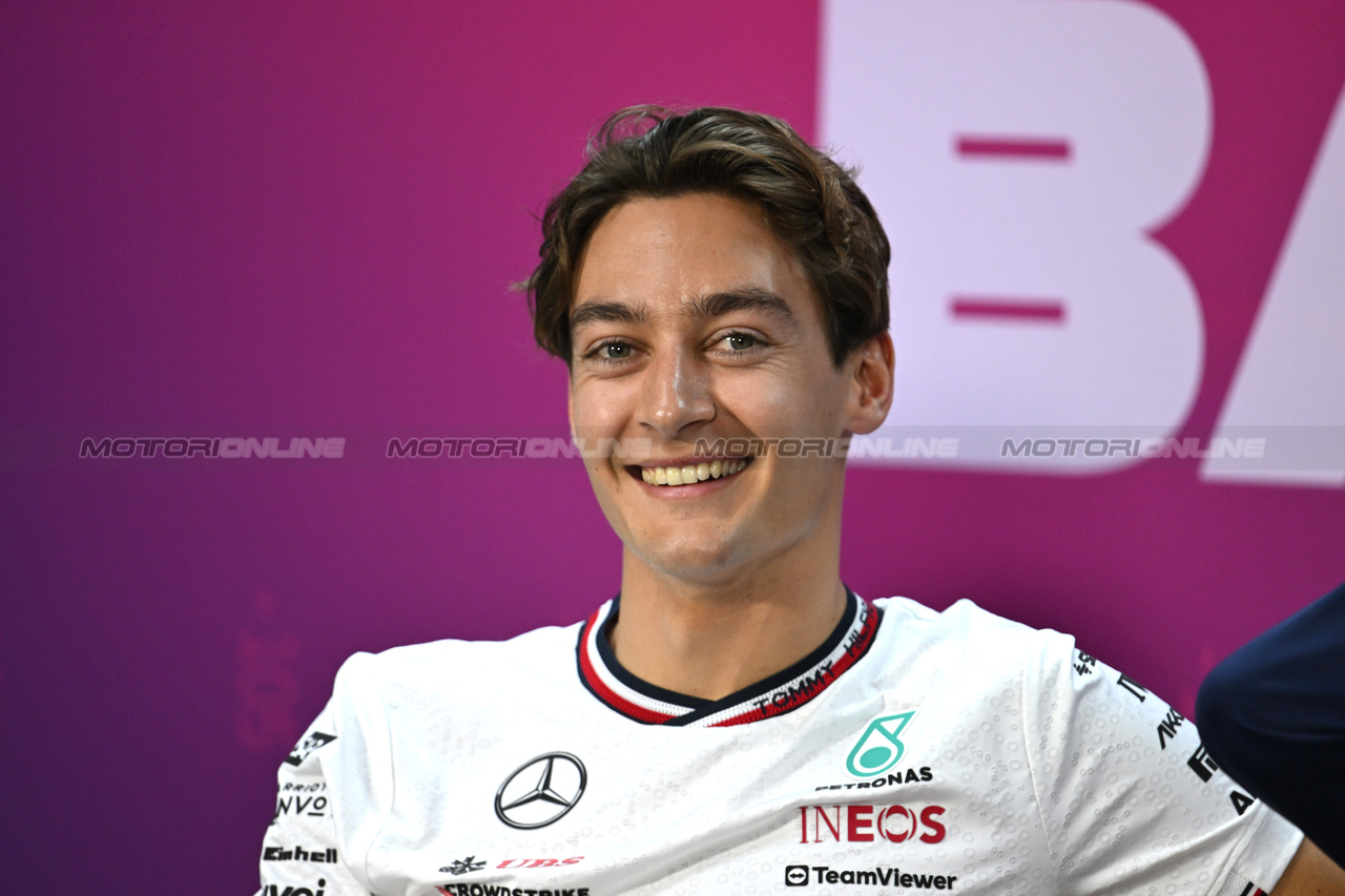 TEST BAHRAIN, George Russell (GBR) Mercedes AMG F1  in the FIA Press Conference.

22.02.2024. Formula 1 Testing, Sakhir, Bahrain, Day Two.

- www.xpbimages.com, EMail: requests@xpbimages.com © Copyright: XPB Images