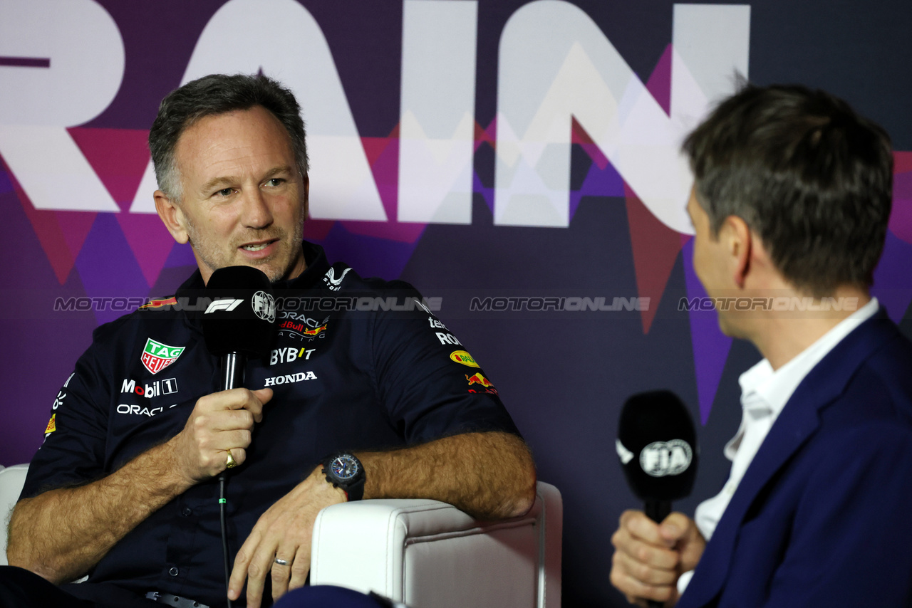 TEST BAHRAIN, Christian Horner (GBR) Red Bull Racing Team Principal in the FIA Press Conference.

22.02.2024. Formula 1 Testing, Sakhir, Bahrain, Day Two.

- www.xpbimages.com, EMail: requests@xpbimages.com © Copyright: Bearne / XPB Images