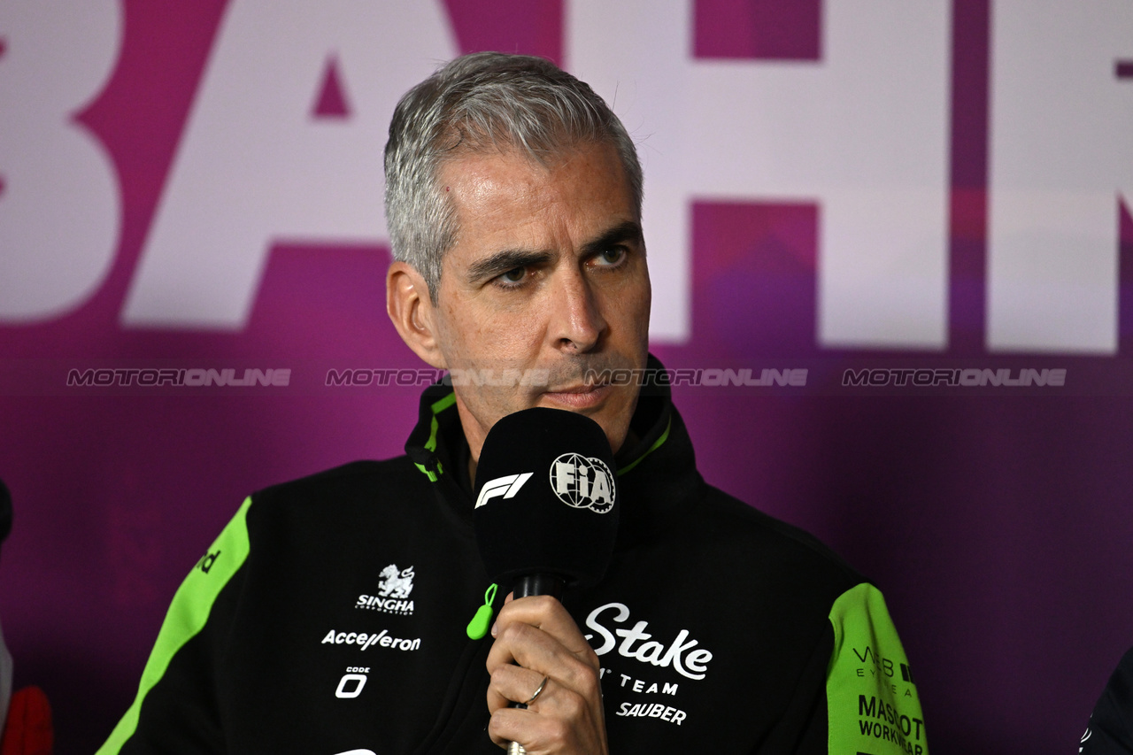 TEST BAHRAIN, Alessandro Alunni Bravi (ITA) Sauber Managing Director e Team Representative in the FIA Press Conference.

22.02.2024. Formula 1 Testing, Sakhir, Bahrain, Day Two.

- www.xpbimages.com, EMail: requests@xpbimages.com © Copyright: XPB Images