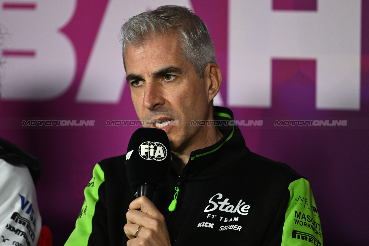 TEST BAHRAIN, Alessandro Alunni Bravi (ITA) Sauber Managing Director e Team Representative in the FIA Press Conference.

22.02.2024. Formula 1 Testing, Sakhir, Bahrain, Day Two.

- www.xpbimages.com, EMail: requests@xpbimages.com © Copyright: XPB Images