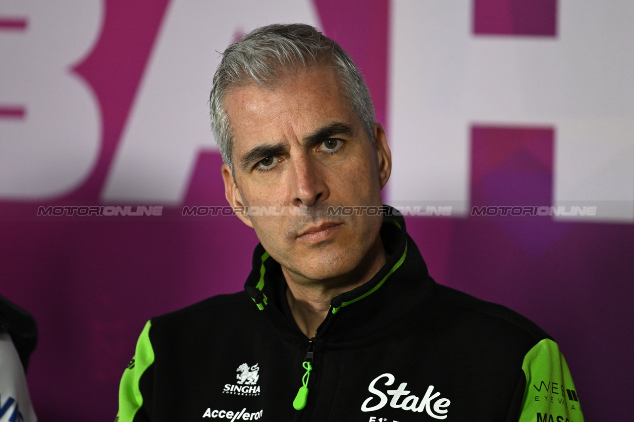 TEST BAHRAIN, Alessandro Alunni Bravi (ITA) Sauber Managing Director e Team Representative in the FIA Press Conference.

22.02.2024. Formula 1 Testing, Sakhir, Bahrain, Day Two.

- www.xpbimages.com, EMail: requests@xpbimages.com © Copyright: XPB Images
