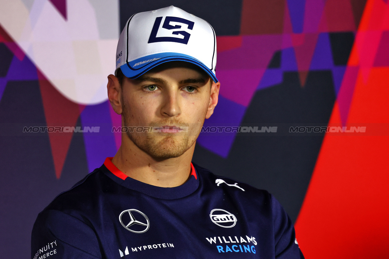 TEST BAHRAIN, Logan Sargeant (USA) Williams Racing in the FIA Press Conference.

23.02.2024. Formula 1 Testing, Sakhir, Bahrain, Day Three.

- www.xpbimages.com, EMail: requests@xpbimages.com © Copyright: Charniaux / XPB Images