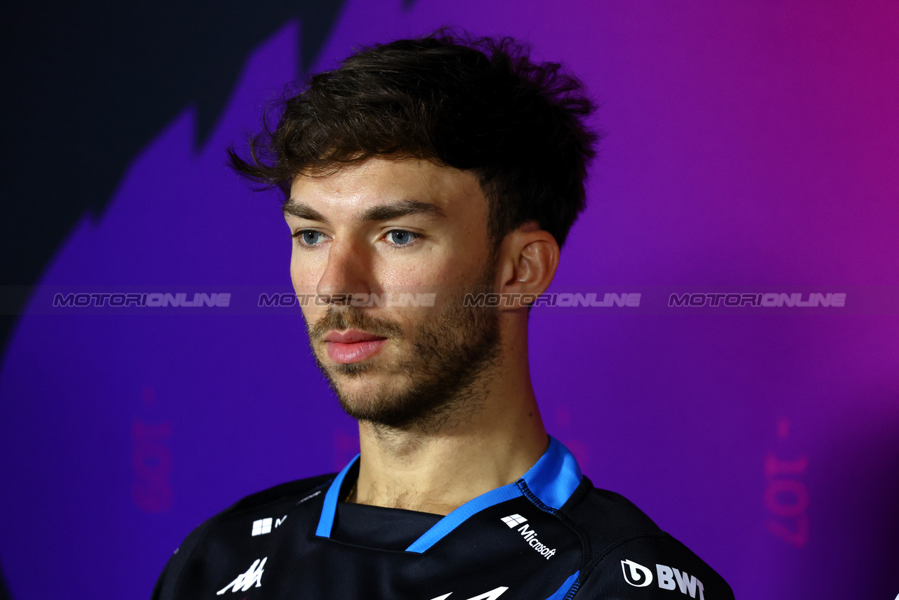 TEST BAHRAIN, Pierre Gasly (FRA) Alpine F1 Team in the FIA Press Conference.

23.02.2024. Formula 1 Testing, Sakhir, Bahrain, Day Three.

- www.xpbimages.com, EMail: requests@xpbimages.com © Copyright: Charniaux / XPB Images