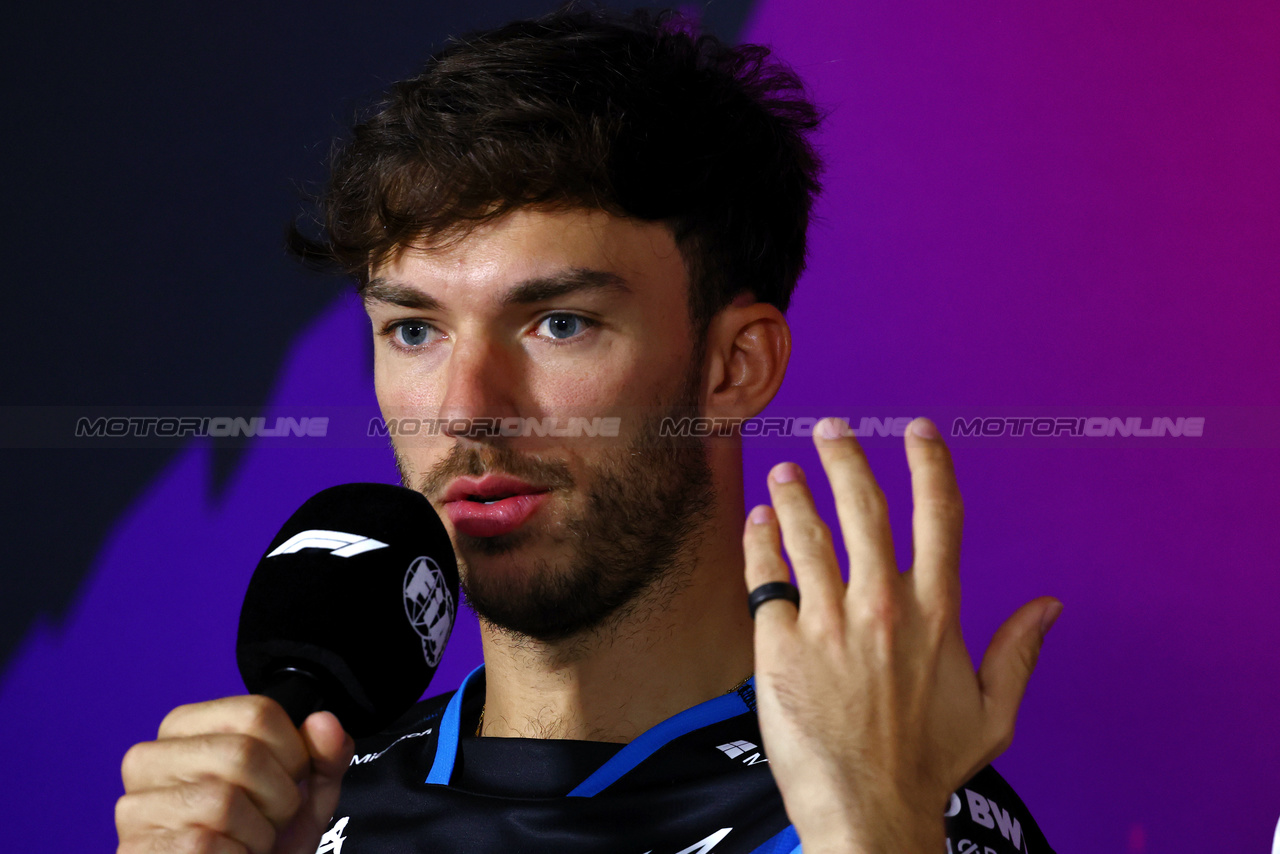 TEST BAHRAIN, Pierre Gasly (FRA) Alpine F1 Team in the FIA Press Conference.

23.02.2024. Formula 1 Testing, Sakhir, Bahrain, Day Three.

- www.xpbimages.com, EMail: requests@xpbimages.com © Copyright: Charniaux / XPB Images