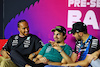 TEST BAHRAIN, (L to R): Lewis Hamilton (GBR) Mercedes AMG F1; Lance Stroll (CDN) Aston Martin F1 Team; Esteban Ocon (FRA) Alpine F1 Team, in the FIA Press Conference.
23.02.2024. Formula 1 Testing, Sakhir, Bahrain, Day Three.
- www.xpbimages.com, EMail: requests@xpbimages.com © Copyright: Charniaux / XPB Images
