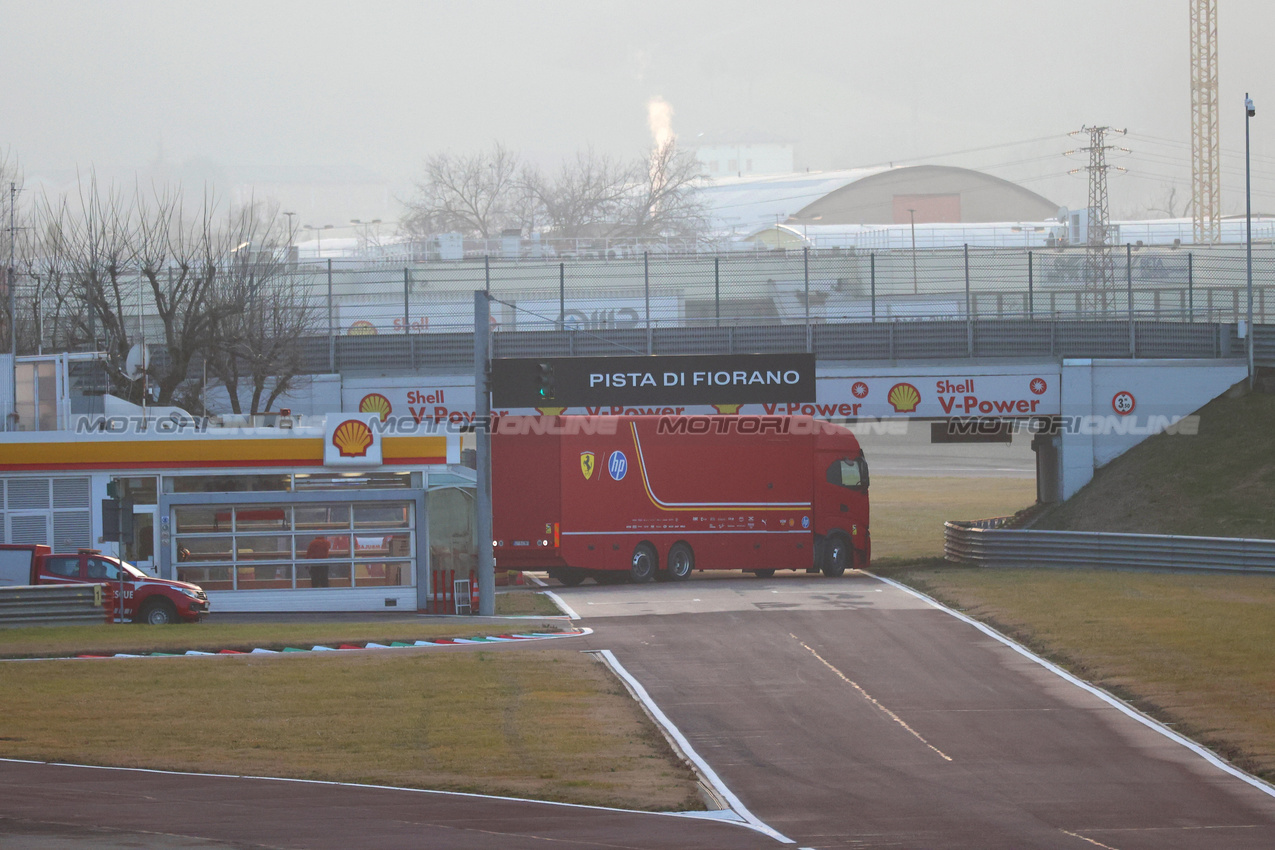 DEBUTTO HAMILTON FERRARI, The Ferrari Team transporter arrives at the Ferrari test track - Fiorano Modenese, Italy - www.xpbimages.com, EMail: requests@xpbimages.com © Copyright:  XPB Images