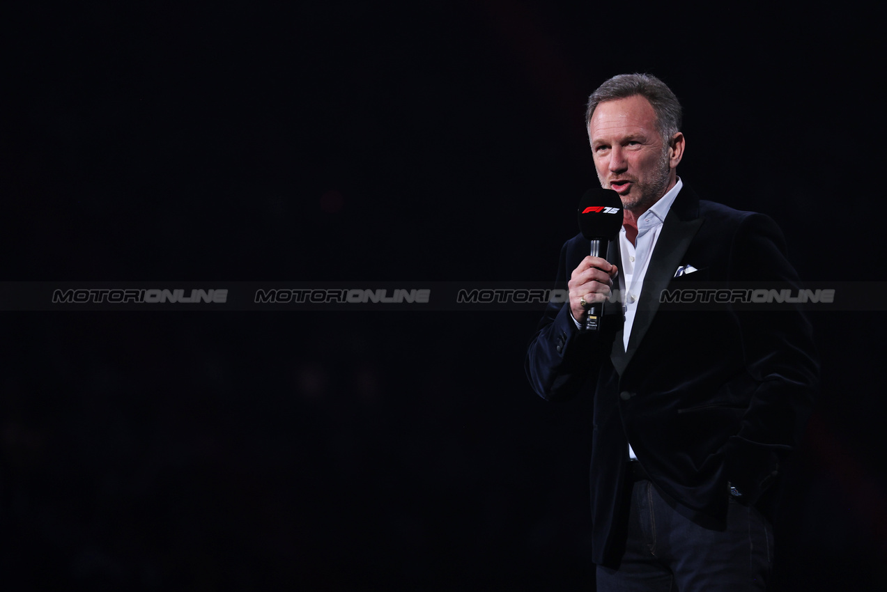 F1 75 LIVE, Christian Horner (GBR) Red Bull Racing Team Principal.

18.02.2025. Formula One World Championship, F1 75 Live. O2 Arena, London, England.

- www.xpbimages.com, EMail: requests@xpbimages.com © Copyright: Batchelor / XPB Images