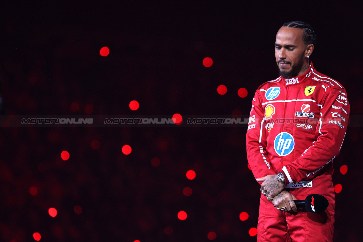 F1 75 LIVE, Lewis Hamilton (GBR) Ferrari.

18.02.2025. Formula One World Championship, F1 75 Live. O2 Arena, London, England.

- www.xpbimages.com, EMail: requests@xpbimages.com © Copyright: Batchelor / XPB Images