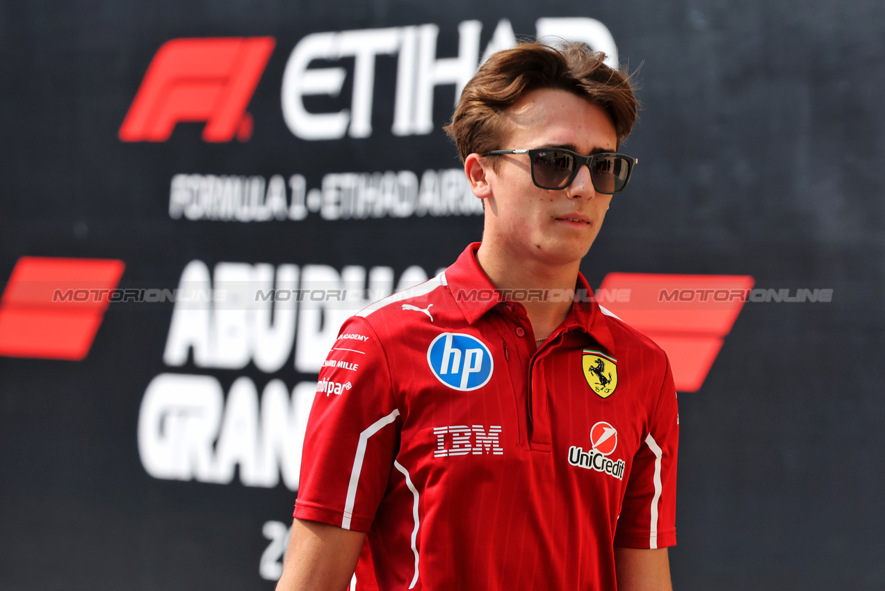 GP ABU DHABI, Dino Beganovic (SWE) Ferrari Academy Driver.

04.12.2025. Formula 1 World Championship, Rd 24, Abu Dhabi Grand Prix, Yas Marina Circuit, Abu Dhabi, Preparation Day.

- www.xpbimages.com, EMail: requests@xpbimages.com © Copyright: Bearne / XPB Images