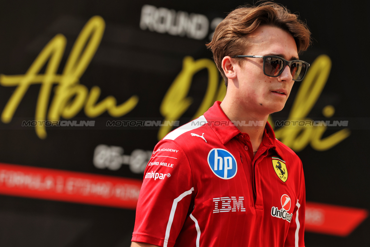 GP ABU DHABI, Dino Beganovic (SWE) Ferrari Academy Driver.

04.12.2025. Formula 1 World Championship, Rd 24, Abu Dhabi Grand Prix, Yas Marina Circuit, Abu Dhabi, Preparation Day.

- www.xpbimages.com, EMail: requests@xpbimages.com © Copyright: Bearne / XPB Images