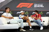 GP ABU DHABI, (L to R): George Russell (GBR) Mercedes AMG F1; Isack Hadjar (FRA) Racing Bulls; e Charles Leclerc (MON) Ferrari, in the FIA Press Conference.

04.12.2025. Formula 1 World Championship, Rd 24, Abu Dhabi Grand Prix, Yas Marina Circuit, Abu Dhabi, Preparation Day.

- www.xpbimages.com, EMail: requests@xpbimages.com © Copyright: Bearne / XPB Images