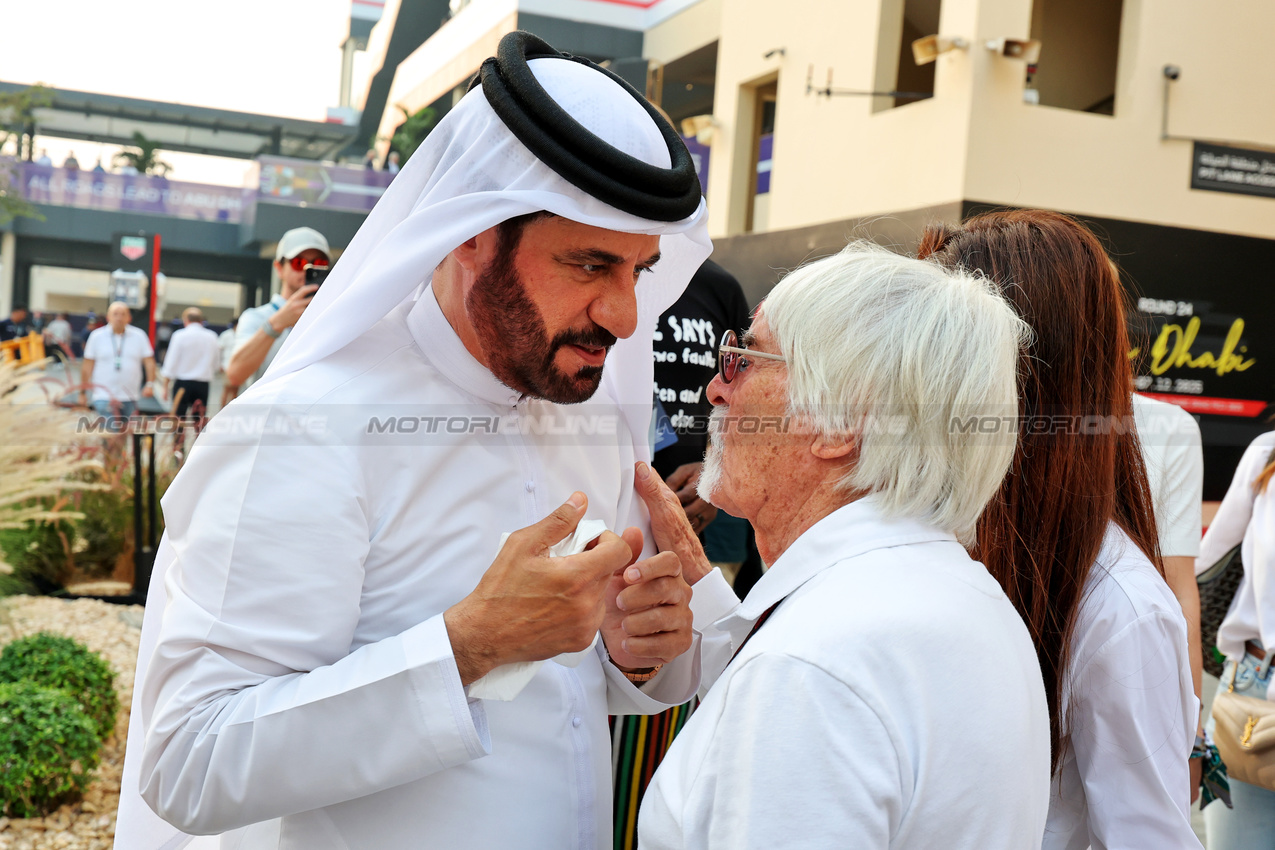 GP ABU DHABI, (L to R): Mohammed Bin Sulayem (UAE) FIA President with Bernie Ecclestone (GBR).
06.12.2025. Formula 1 World Championship, Rd 24, Abu Dhabi Grand Prix, Yas Marina Circuit, Abu Dhabi, Qualifiche Day.
- www.xpbimages.com, EMail: requests@xpbimages.com © Copyright: Moy / XPB Images