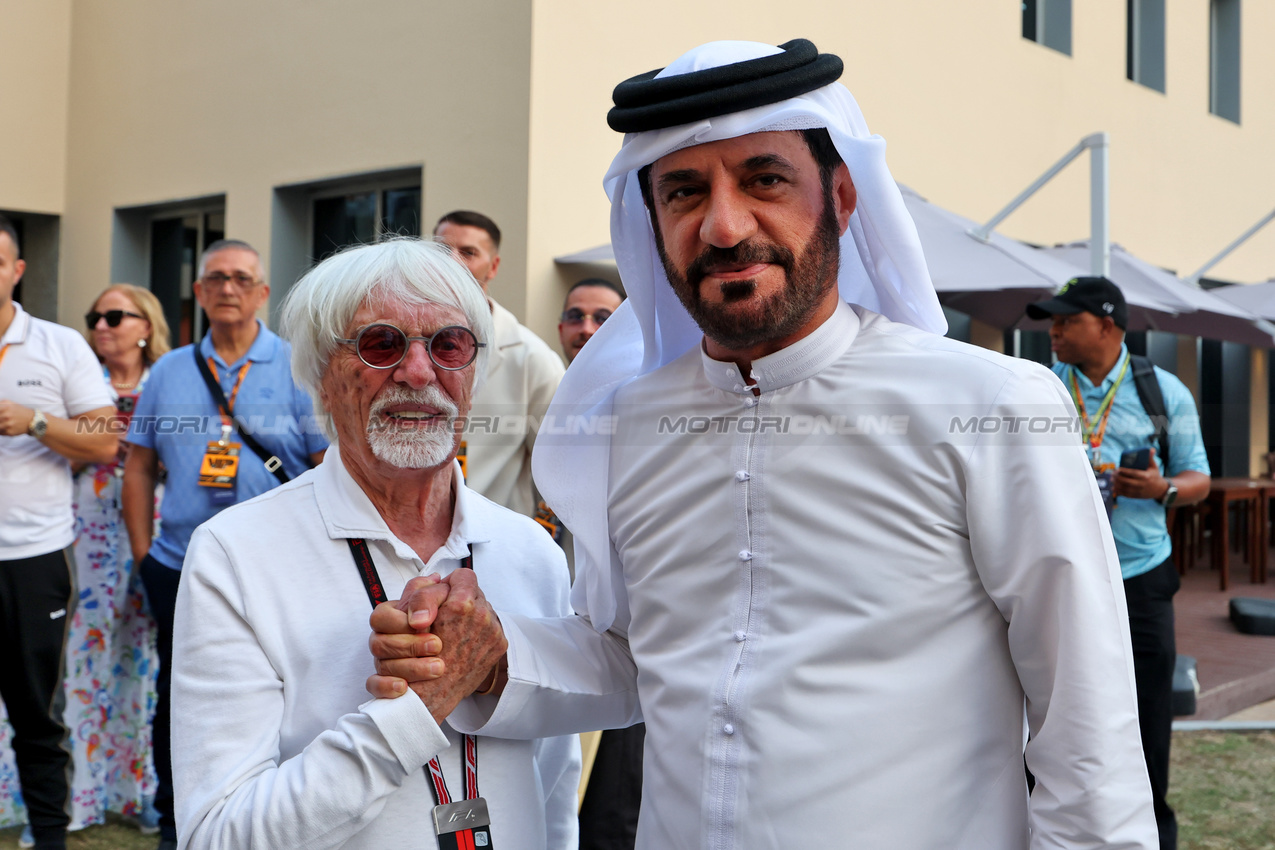 GP ABU DHABI, (L to R): Bernie Ecclestone (GBR) with Mohammed Bin Sulayem (UAE) FIA President.
06.12.2025. Formula 1 World Championship, Rd 24, Abu Dhabi Grand Prix, Yas Marina Circuit, Abu Dhabi, Qualifiche Day.
- www.xpbimages.com, EMail: requests@xpbimages.com © Copyright: Moy / XPB Images