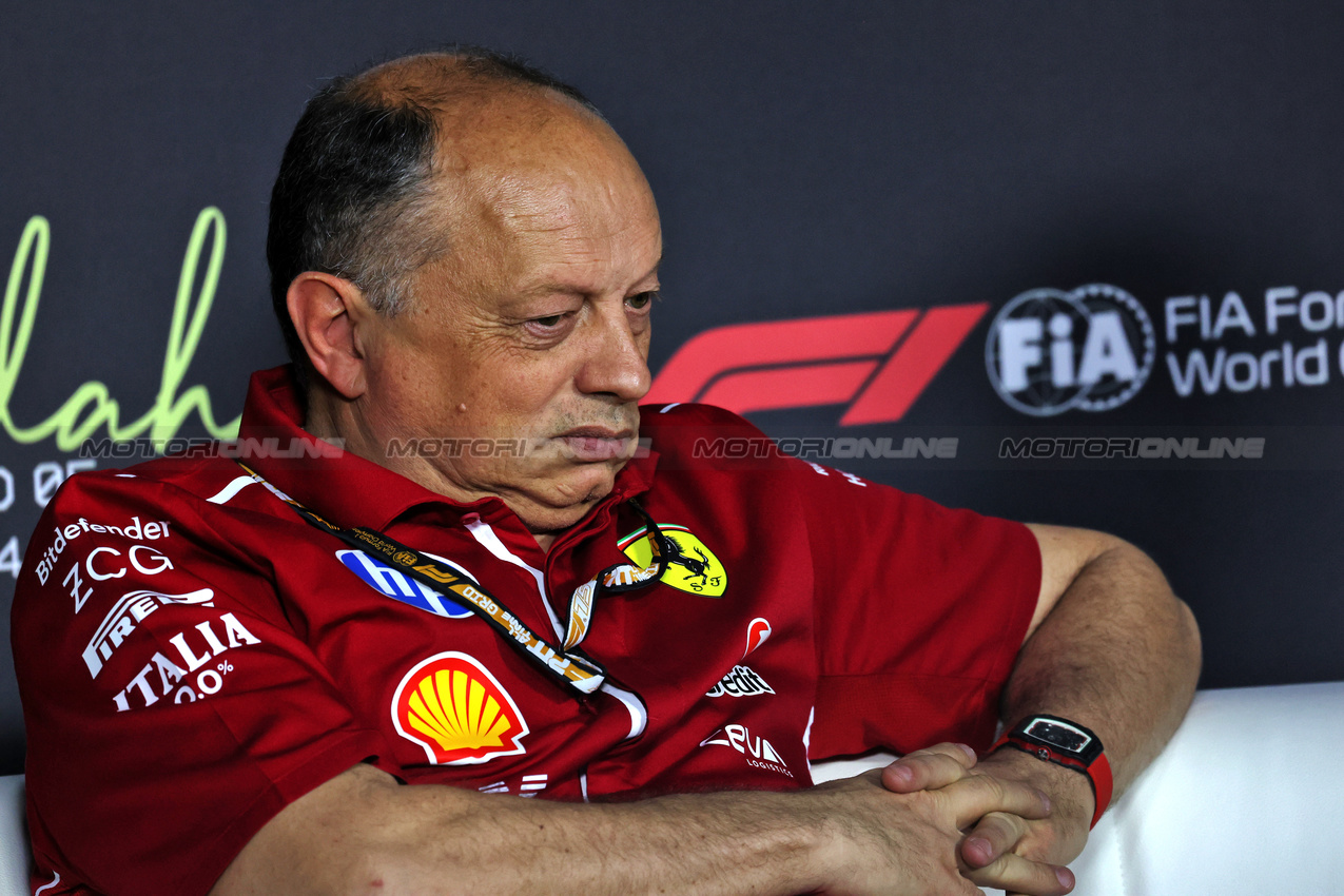 GP ARABIA SAUDITA, Frederic Vasseur (FRA) Ferrari Team Principal in the FIA Press Conference.

18.04.2025. Formula 1 World Championship, Rd 5, Saudi Arabian Grand Prix, Jeddah, Saudi Arabia, Practice Day.

 - www.xpbimages.com, EMail: requests@xpbimages.com © Copyright: Rew / XPB Images