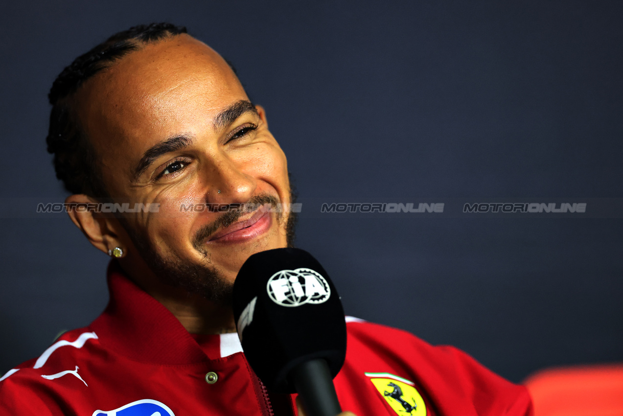 GP AUSTRALIA, Lewis Hamilton (GBR) Ferrari in the FIA Press Conference.

13.03.2025. Formula 1 World Championship, Rd 1, Australian Grand Prix, Albert Park, Melbourne, Australia, Preparation Day.

- www.xpbimages.com, EMail: requests@xpbimages.com © Copyright: Charniaux / XPB Images
