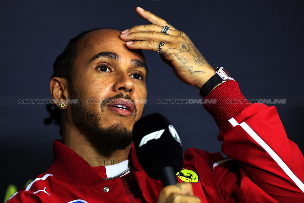 GP AUSTRALIA, Lewis Hamilton (GBR) Ferrari in the FIA Press Conference.

13.03.2025. Formula 1 World Championship, Rd 1, Australian Grand Prix, Albert Park, Melbourne, Australia, Preparation Day.

- www.xpbimages.com, EMail: requests@xpbimages.com © Copyright: Charniaux / XPB Images