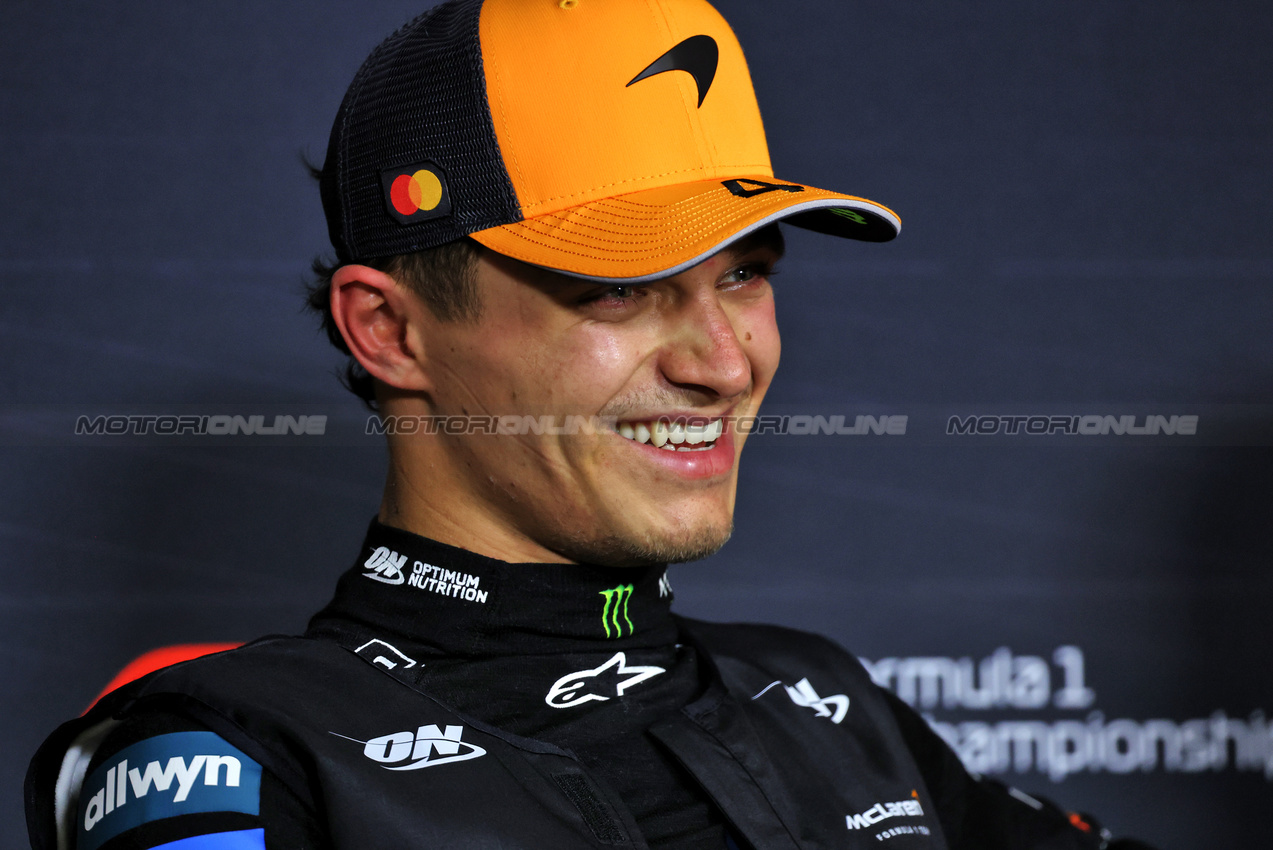 GP AUSTRALIA, Lando Norris (GBR) McLaren in the post qualifying FIA Press Conference.

15.03.2025. Formula 1 World Championship, Rd 1, Australian Grand Prix, Albert Park, Melbourne, Australia, Qualifiche Day.

- www.xpbimages.com, EMail: requests@xpbimages.com © Copyright: Bearne / XPB Images