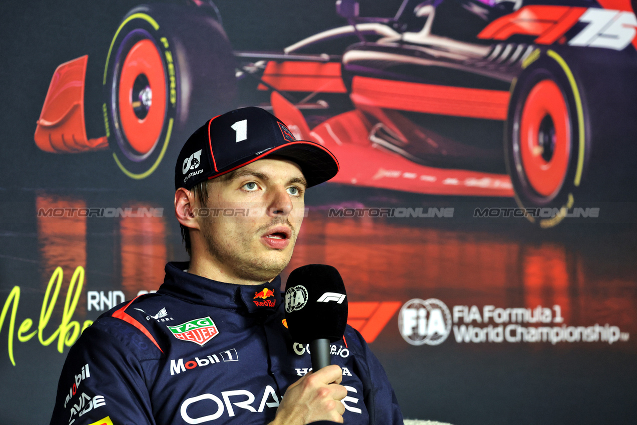 GP AUSTRALIA, Max Verstappen (NLD) Red Bull Racing in the post qualifying FIA Press Conference.

15.03.2025. Formula 1 World Championship, Rd 1, Australian Grand Prix, Albert Park, Melbourne, Australia, Qualifiche Day.

- www.xpbimages.com, EMail: requests@xpbimages.com © Copyright: Bearne / XPB Images