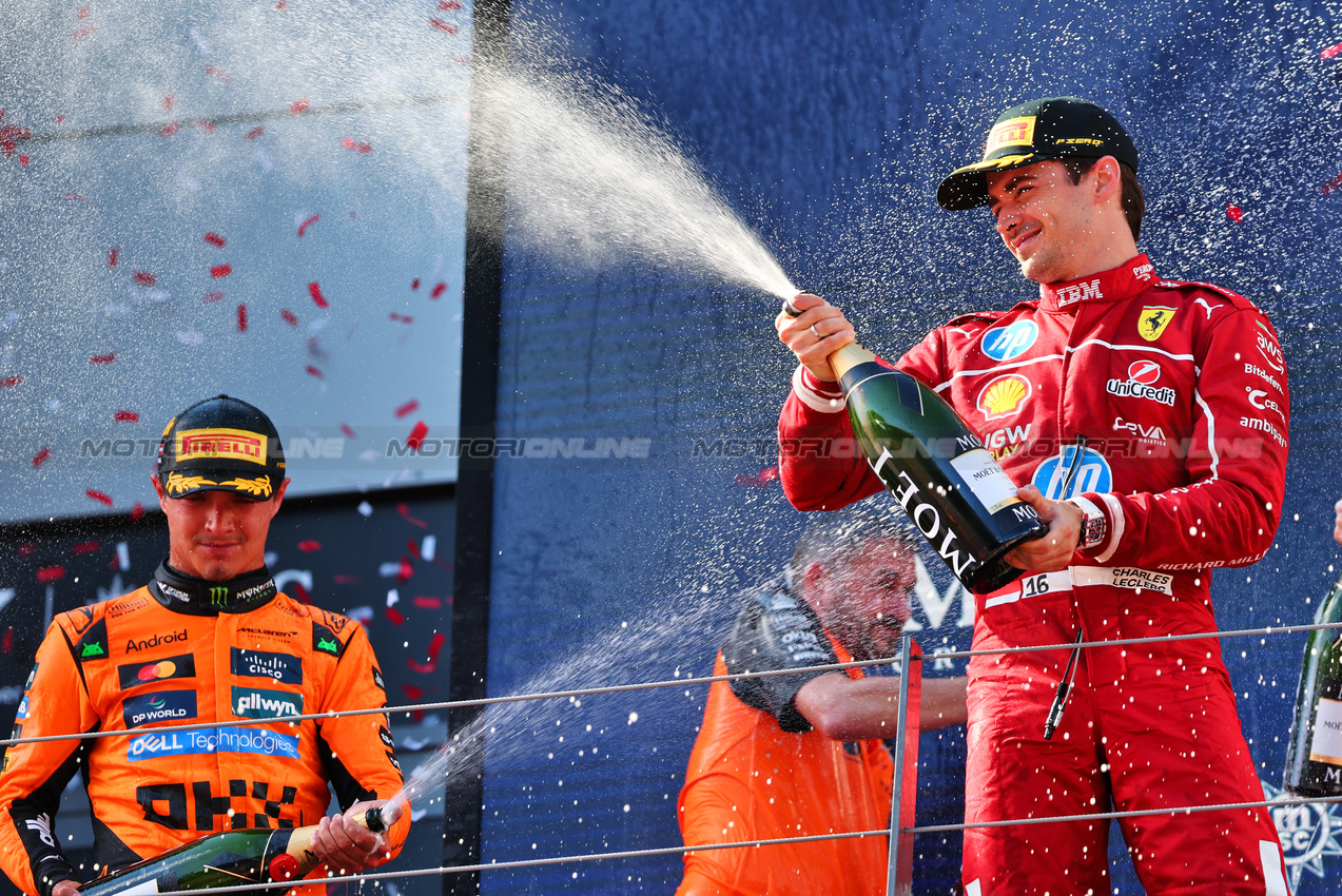 GP AUSTRIA, Charles Leclerc (MON) Ferrari celebrates his third position on the podium.

29.06.2025. Formula 1 World Championship, Rd 11, Austrian Grand Prix, Spielberg, Austria, Gara Day.

- www.xpbimages.com, EMail: requests@xpbimages.com © Copyright: Batchelor / XPB Images