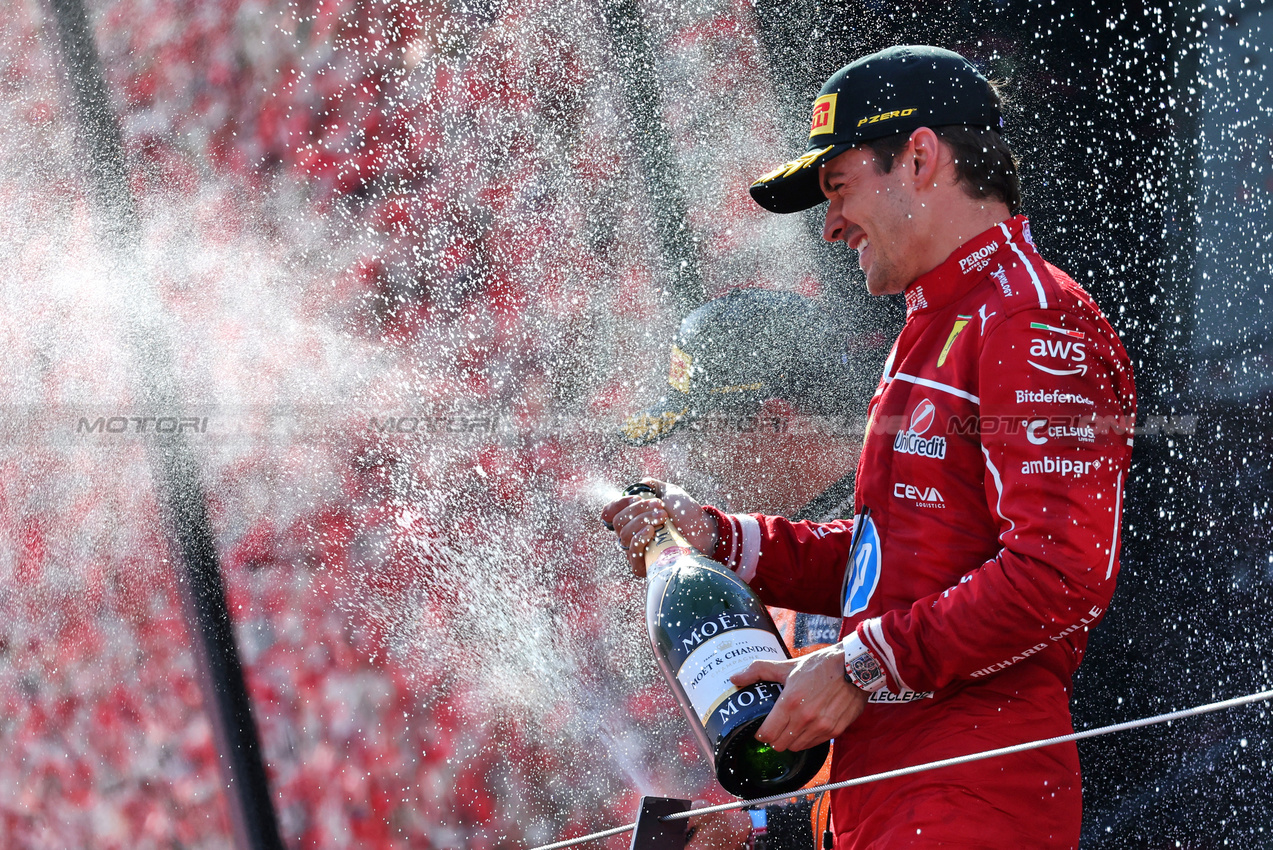 GP AUSTRIA, Charles Leclerc (MON) Ferrari celebrates his third position on the podium.

29.06.2025. Formula 1 World Championship, Rd 11, Austrian Grand Prix, Spielberg, Austria, Gara Day.

- www.xpbimages.com, EMail: requests@xpbimages.com © Copyright: Moy / XPB Images